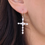 Boucles argent 925 croix et zircons - Boucles d’oreilles