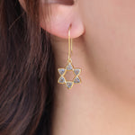 Boucles dorées étoile de David en pierre - LABRADORITE -