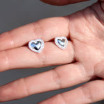 Boucles argent 925 coeur bombé et zircons - Boucles