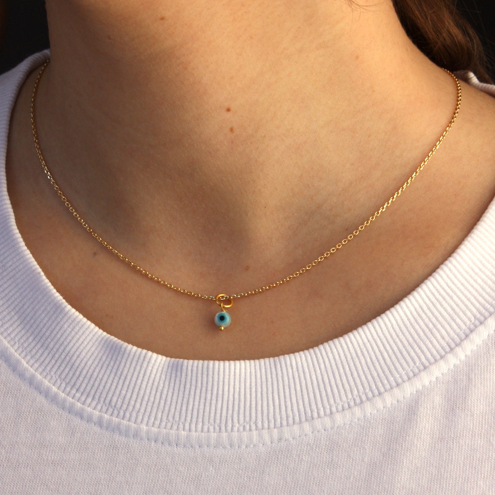 Collier doré talisman oeil nacre - PETIT ROND