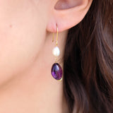 Boucles dorées pierre et perle - AMETHYST - Boucles