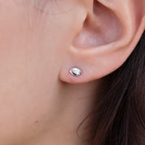 Boucles argent 925 petit oeil pierre - Boucles d’oreilles