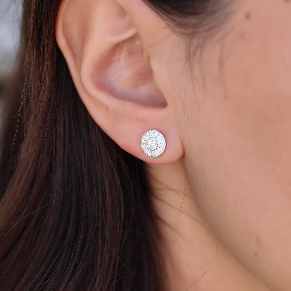 Boucles argent 925 rond et zircons - Boucles d’oreilles