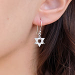 Boucles argent 925 étoile de David et zircons - Boucles