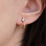 Mini créoles dorées pierre et zircon - LABRADORITE