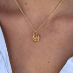 Collier doré médaille ronde sister & coeur - Colliers