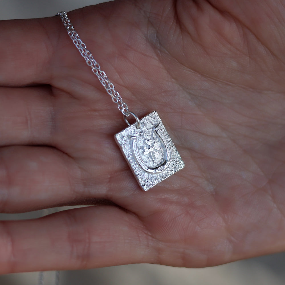 Collier argent 925 fer à cheval trèfle et pierre - ZIRCON