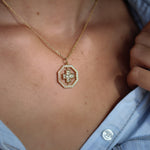 Collier doré croix carrée pierres et zircons - PREHNITE