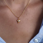 Collier doré dent de requin et pierre - PERLE - Colliers