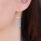 Boucles d'oreilles dorées cascade de pierres et zircons blancs