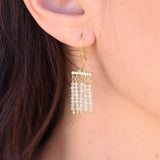 Boucles d'oreilles dorées cascade de pierres et zircons blancs