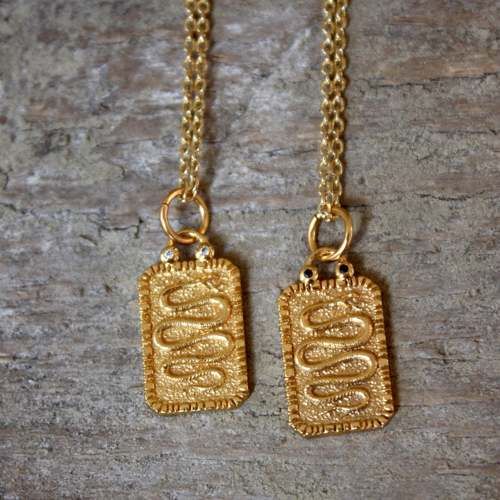 Collier doré plaque serpent et zircons - ZIRCON BLANC