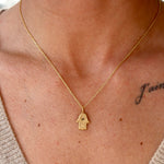 Collier main de fatma dorée et zircon - ZIRCON NOIR