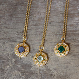 Collier doré médaille étoile pierre et zircons - LABRADORITE