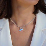 925 silver necklace with hammered letter pendant