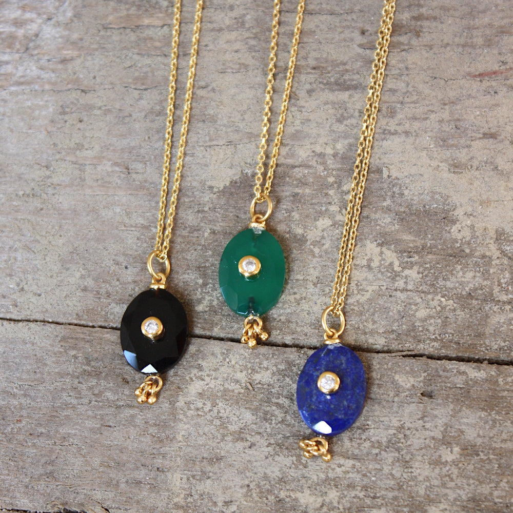 Collier doré pierre non serti pampilles et zircon - ONYX