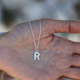 925 silver necklace with hammered letter pendant