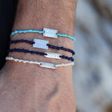 Bracelet cordon plaque Wish / Voeux en argent 925