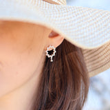 Boucles d'oreilles argent 925 anneau zircons blancs et pampille