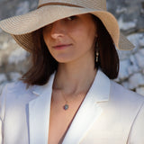 Collier doré et pendentif pierre lisse 42 cm