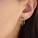 Boucles dorées pierre et chainette