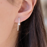 Boucles d'oreilles argent 925 barres zircons blancs et pampilles