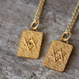 Collier doré etoile de david et zircon