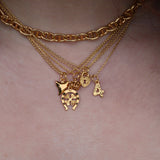 Collier doré serrure coeur martelé 42 cm