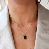 Collier doré pierre irrégulière et zircons - ONYX NOIRE