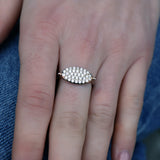 925 silver oval ring with white zircons