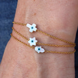 Bracelet doré oeil porte bonheur en nacre - CROIX