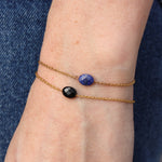 Bracelet doré pierre ovale facettée - ONYX NOIRE
