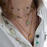 Collier doré fil beige et mix de pierres 42 cm