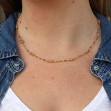 Collier pierres et disques dorés