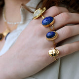 Bague dorée scarabée bombé