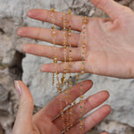 Collier pierres et disques dorés - LABRADORITE & PIERRE DE