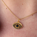 Collier doré et oeil pierre et zircons - ONYX NOIRE