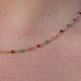Collier doré Santa Maria en Onyx Verte Grenat et Tourmaline