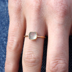 Bague dorée pierre naturelle carrée - 50 / PREHNITE