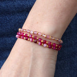 Bracelet pierres naturelles et disques dorés - ROSE