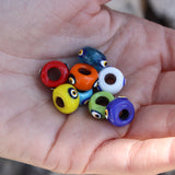 Perle oeil colorée - 3 PERLES CHAINE ARGENT