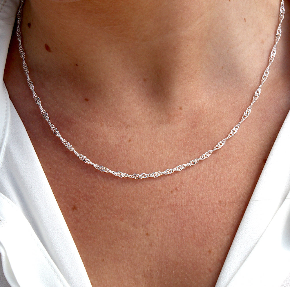 Collier argent maille singapour