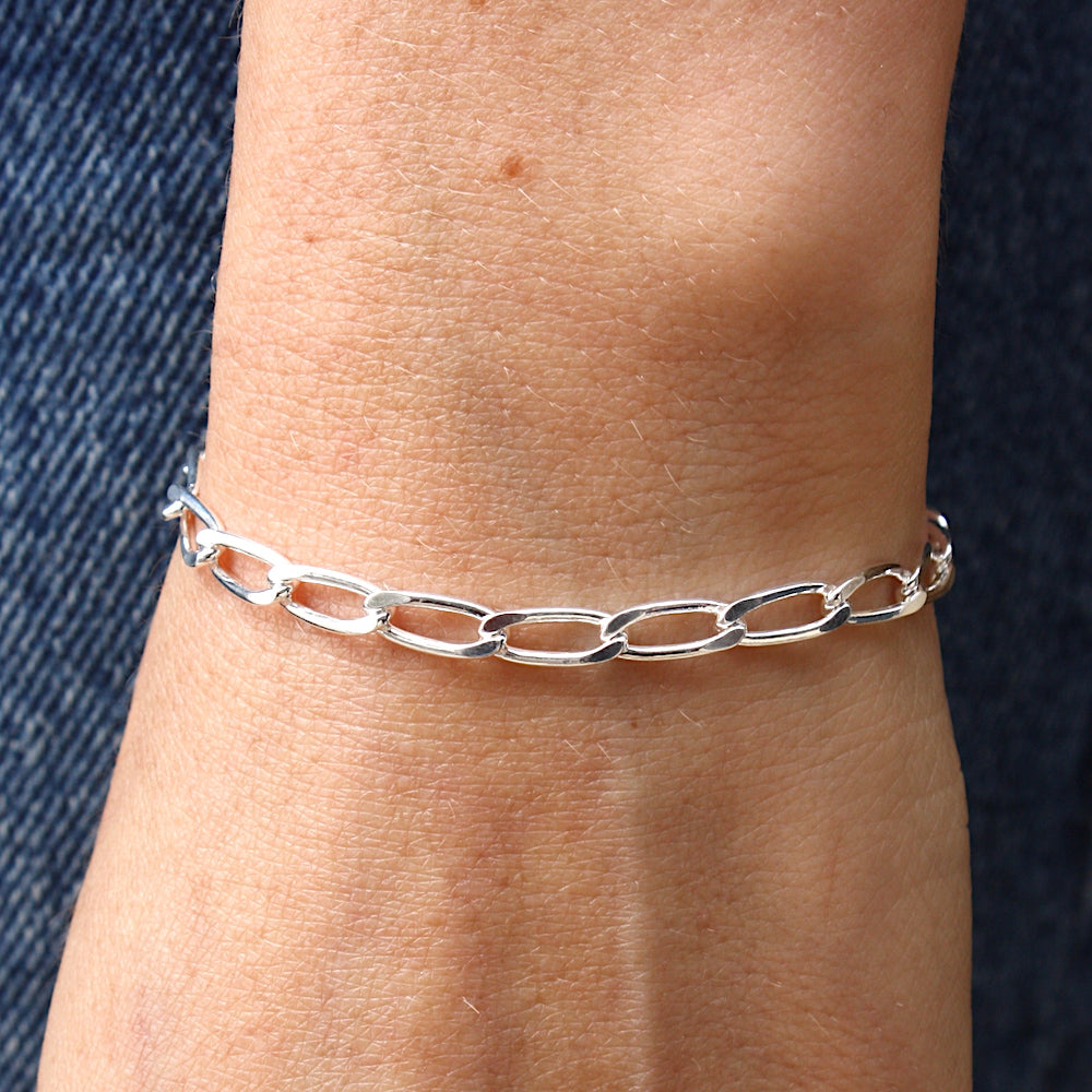 Bracelet argent maille cheval 4 faces