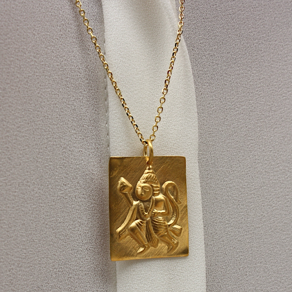 Collier doré et pendentif mate Hanuman