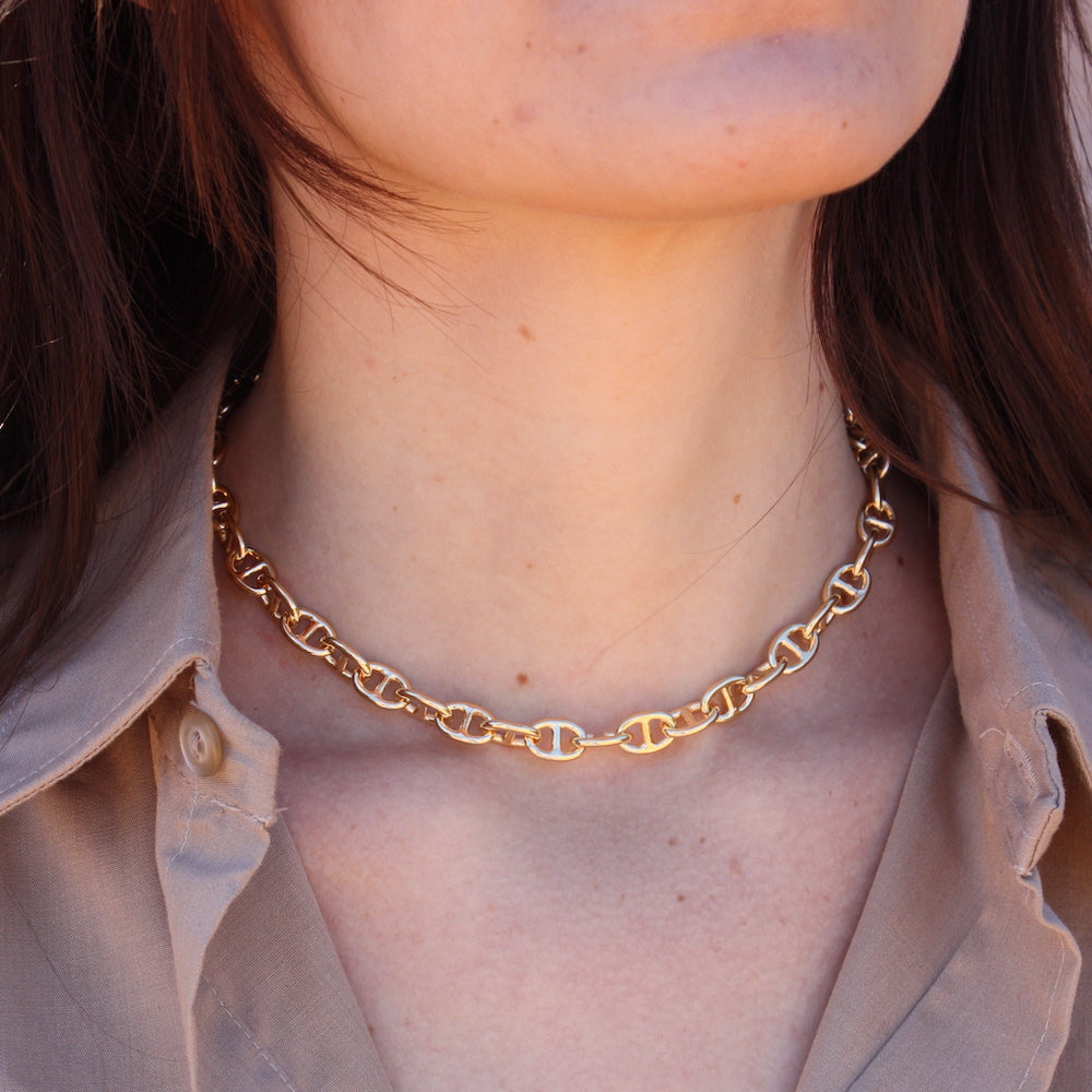 Collier doré maille marine ronde