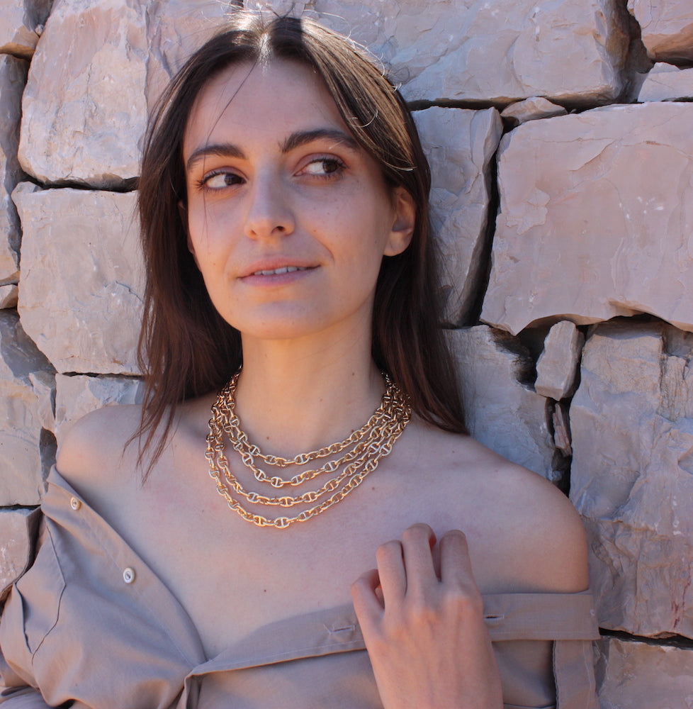 Collier doré maille marine ronde