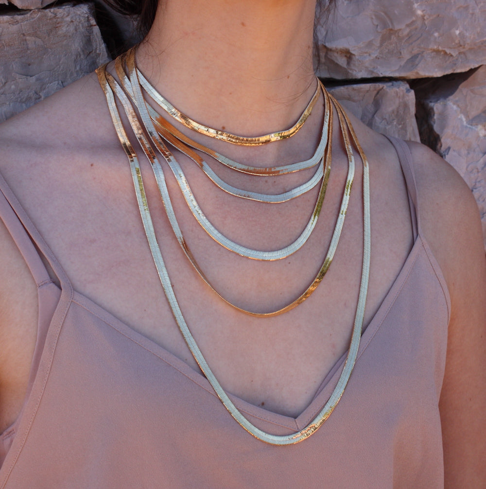 Collier doré maille plate miroir