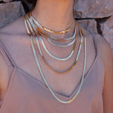 Collier doré maille plate miroir