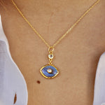 Collier doré oeil pierre et zircons - LABRADORITE