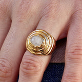 Chevalière dorée vagues et pierre cabochon - 50 / PIERRE DE